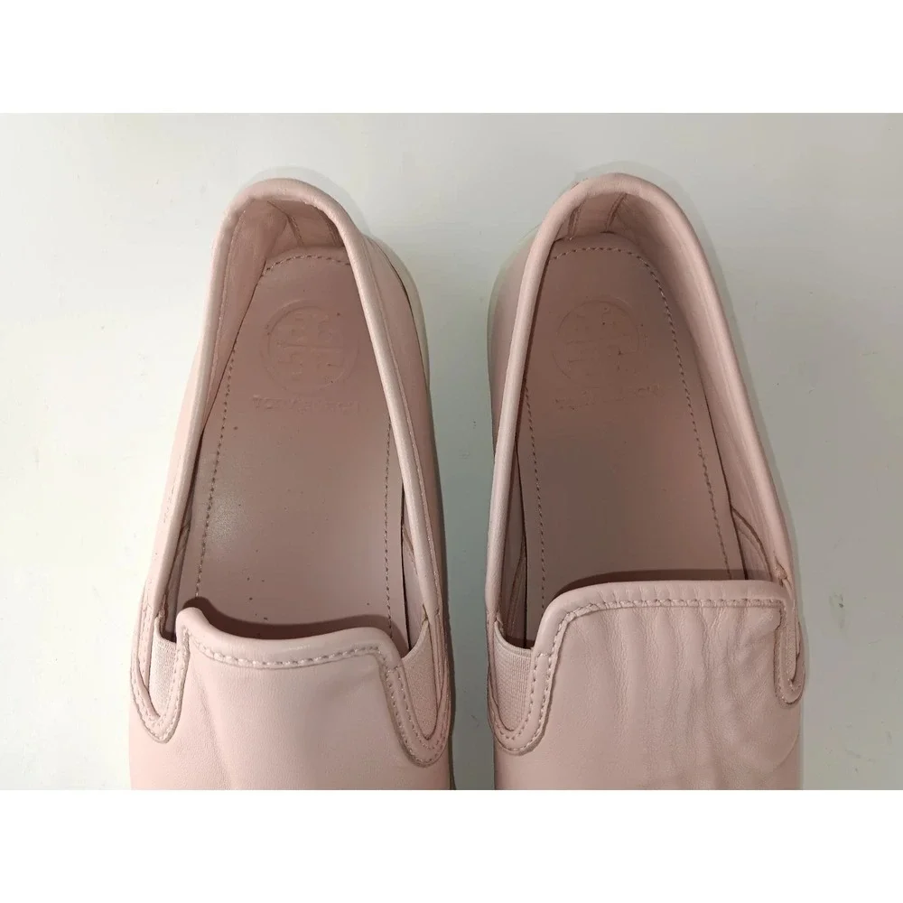 Tory Burch Women's Leather Slip-On Sneakers Pink Size 9 Casual Shoes